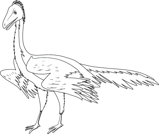 Bezpłatny wektor archaeopteryx dinozaur doodle zarys na białym tle