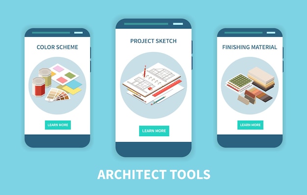 Architekt Zestaw Trzech Pionowych Banerów Mobilnych