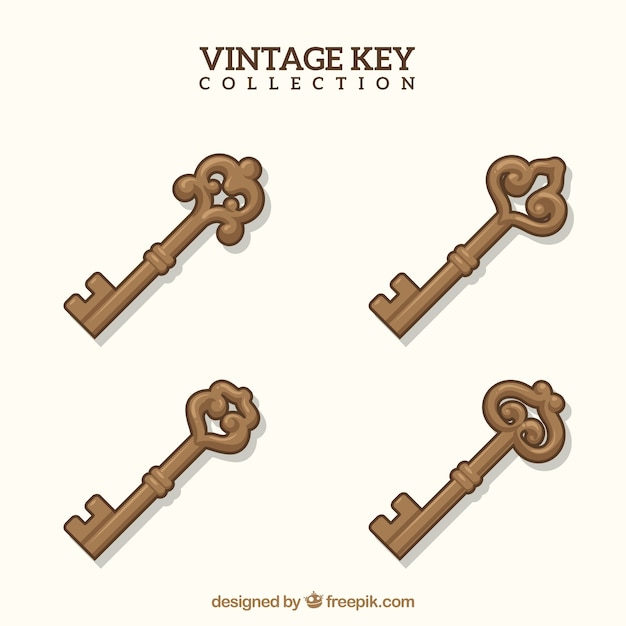 Bezpłatny wektor archiwalna kolekcja kluczy