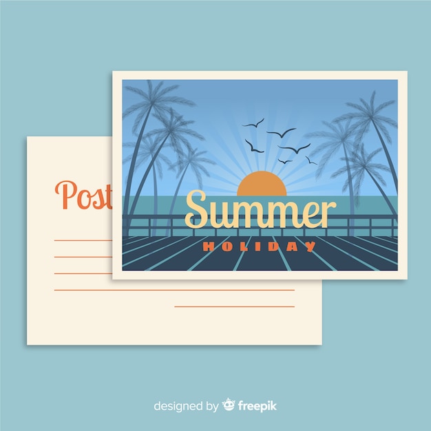 Bezpłatny wektor archiwalne pocztówki letnie wakacje