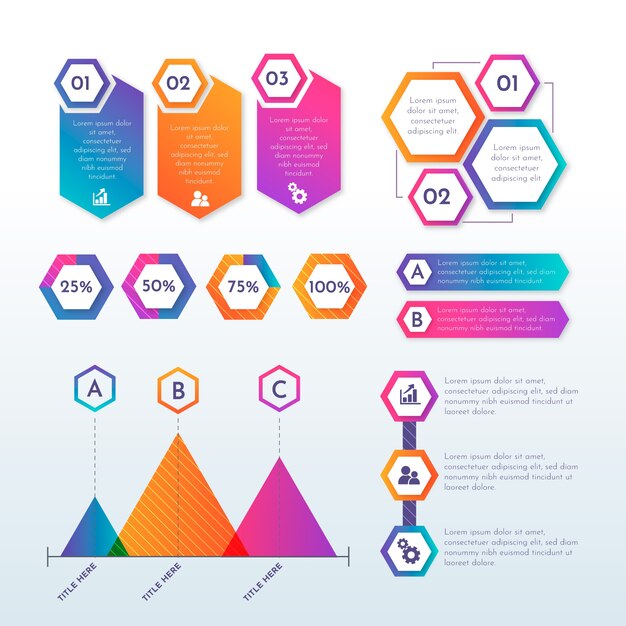 Asortyment elementów gradientu infographic