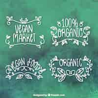 Bezpłatny wektor asortyment ręcznie naklejek organicznych