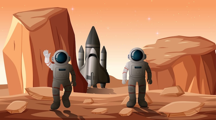 Bezpłatny plik Wektor astronauci na scenie planety