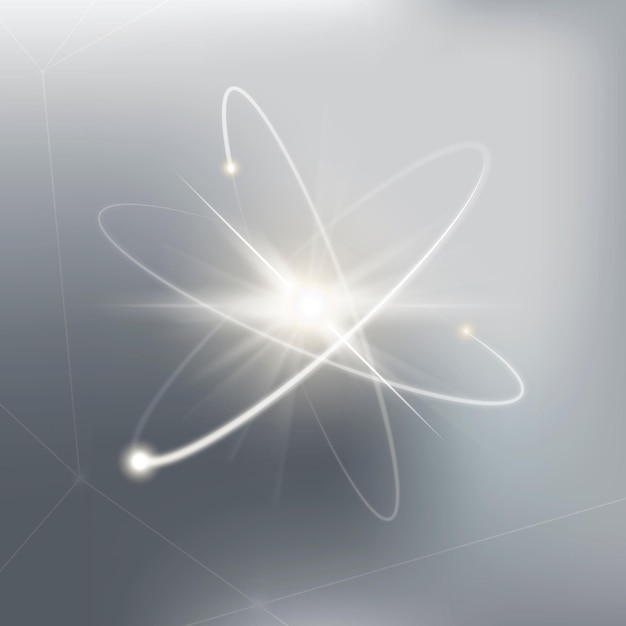 Bezpłatny wektor atom science biotechnologia biała grafika wektorowa neonu