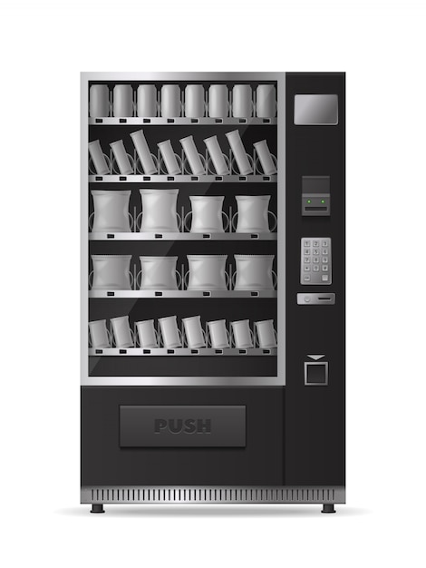 Bezpłatny wektor automat z przekąskami realistyczny z izolowanym elektronicznym panelem sterowania