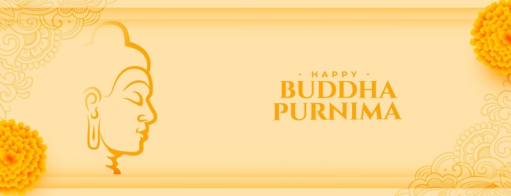 Bezpłatny plik Wektor azjatycki kulturalny szczęśliwy budda purnima festiwalowy baner z kwiatowym wzorem