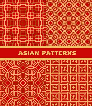 Azjatyckie wzory bezszwowe, koreańskie, chińskie, japońskie