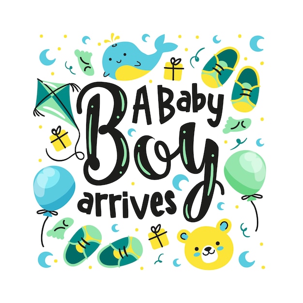 Bezpłatny wektor baby shower napis z balonami