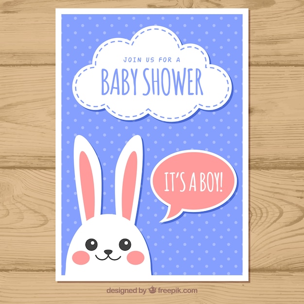 Baby Shower Zaproszenia Z Bunnie W Stylu Płaski