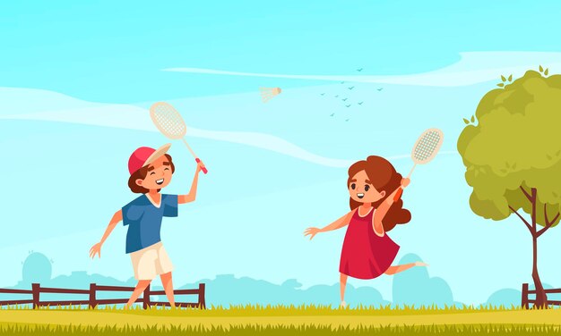 Badminton Na Trawniku Ilustracja