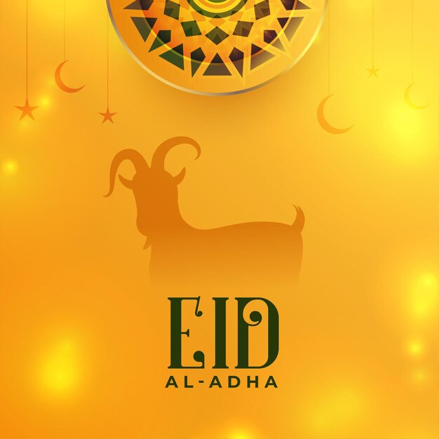 Bakrid eid al adha błyszczące złote powitanie w stylu arabskim