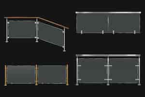 Bezpłatny wektor balustrada szklana z balustradą żelazną