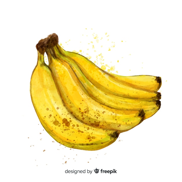 Banan tło wyciągnąć rękę akwarela