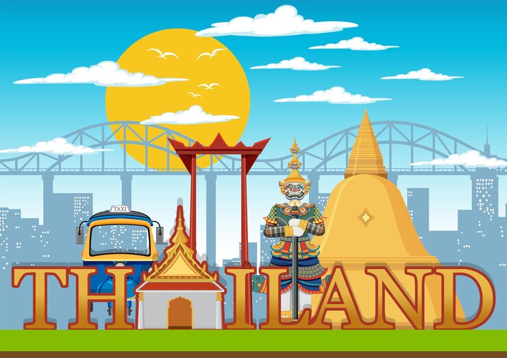 Bezpłatny plik Wektor baner bangkok tajlandia landmark