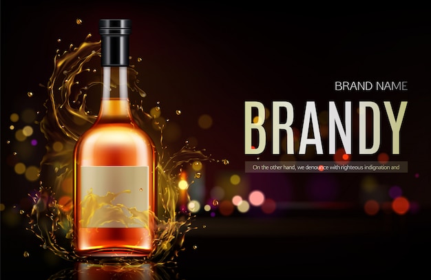 Bezpłatny wektor baner butelki brandy