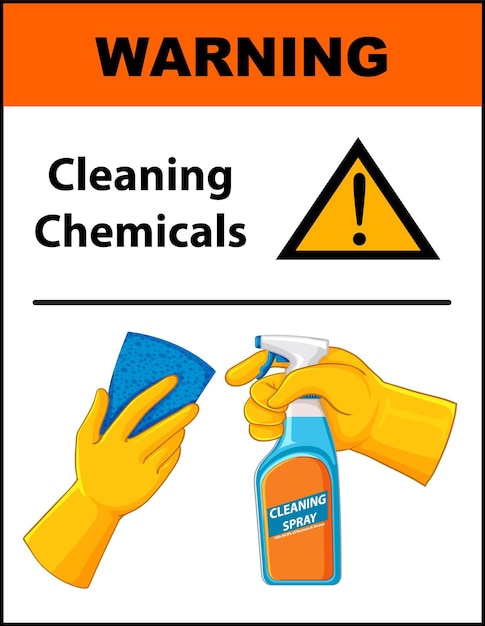 Bezpłatny wektor baner ostrzegawczy chemii czyszczącej