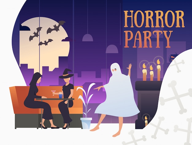 Baner Party Horror Z Postaciami Halloween W Pubie