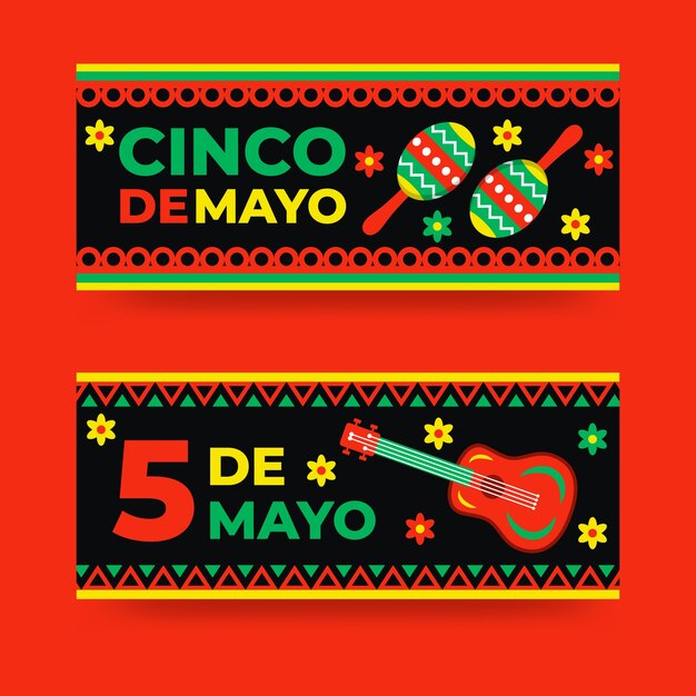 Banery Cinco de Mayo w płaskiej konstrukcji