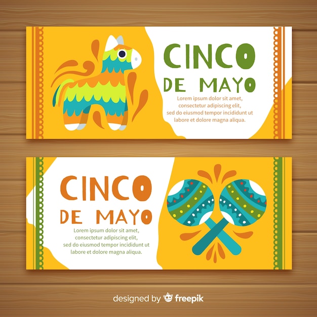 Bezpłatny wektor banery cinco de mayo