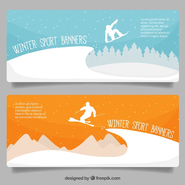 Bezpłatny wektor banery sportów zimowych