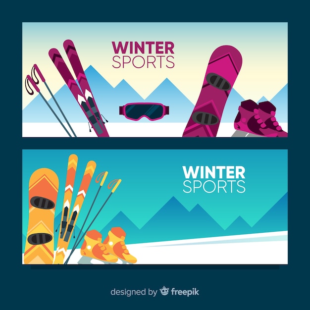 Bezpłatny wektor banery sportów zimowych