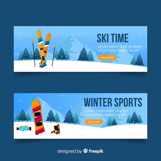 Bezpłatny wektor banery sportowe zimowe
