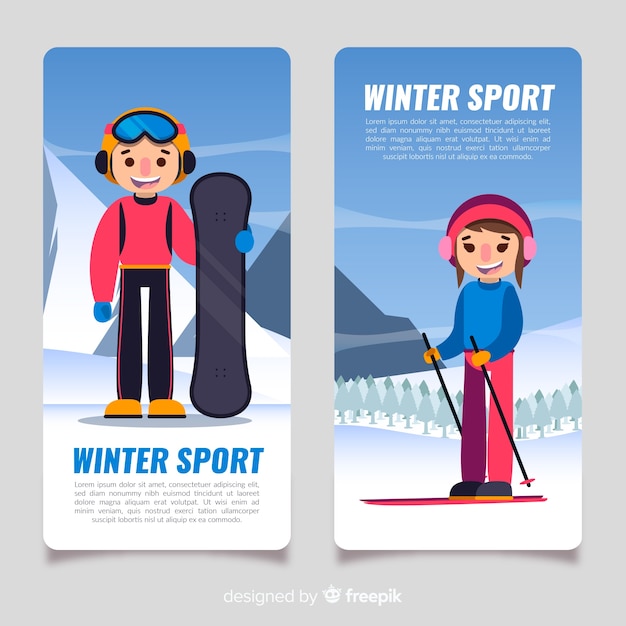 Bezpłatny wektor banery sportowe zimowe