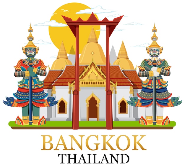 Bangkok Tajlandia Zabytki Logo Banner