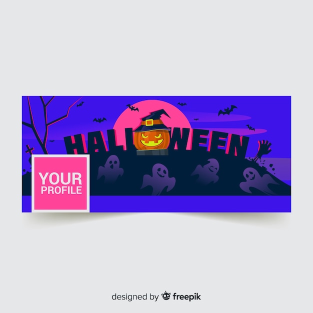 Bezpłatny wektor banner facebooka z koncepcją halloween