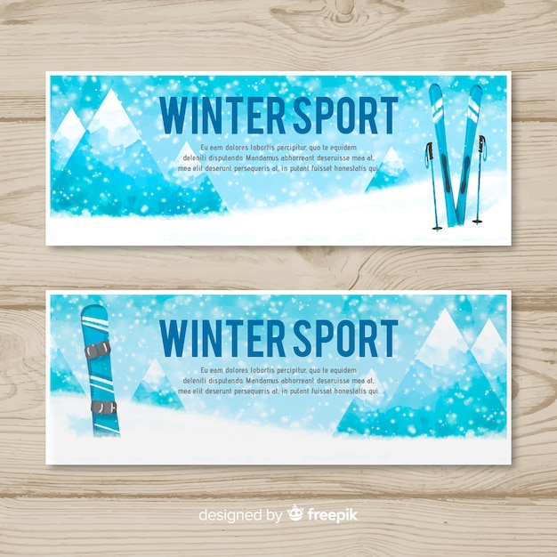 Bezpłatny wektor banner sportów zimowych