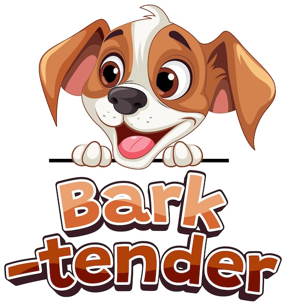 Bezpłatny wektor bark tender funny pun z słodkim psem z kreskówki