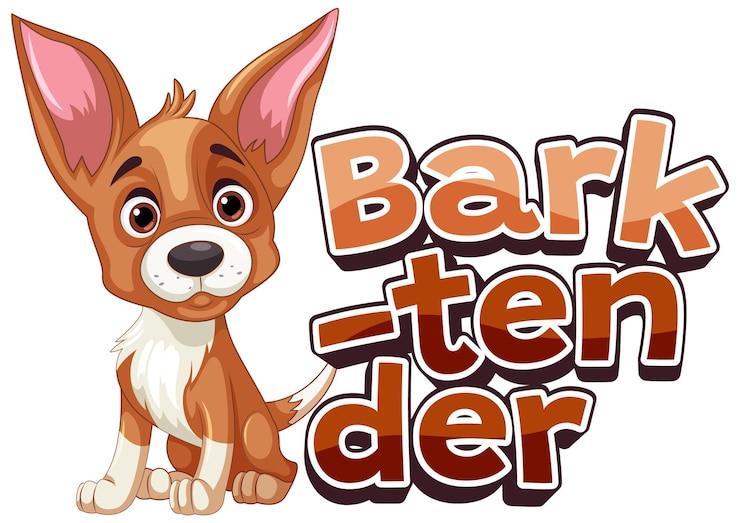 Bezpłatny plik Wektor bark tender funny pun z uroczą kreskówką dla psów