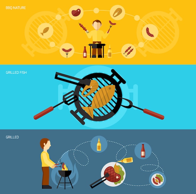 Bbq Grill Banner Set