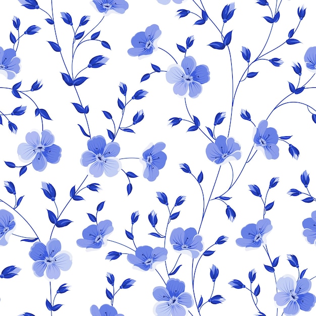 Bezszwowe kwiaty wzór na białym tle Ilustracja wektorowa
