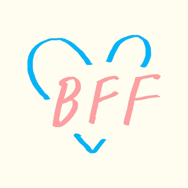 Bff Doodle Typografia Na Beżowym Tle Wektora