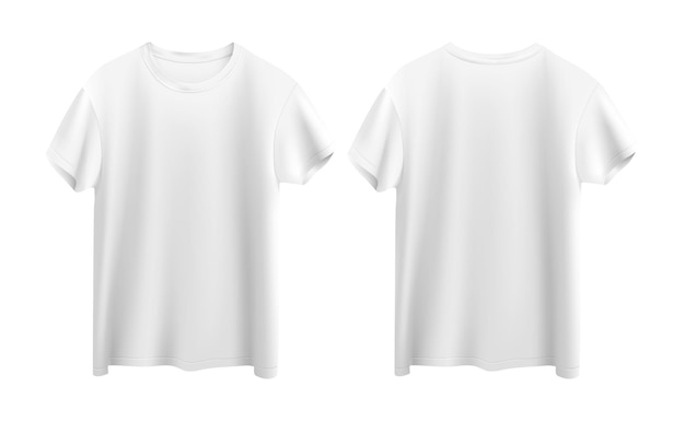 Biała koszulka izolowana na białym tle widok z przodu iz tyłu wektor makieta