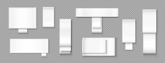 Biała Tkanina Bawełniana Etykieta Etykieta Wektora Odznaka Mody Izolowana Pusta Taśma Włókiennicza Makietka Do Zestawu Odzieży 3d Prostokątny Materiał Z Jedwabiu Dla Symbolu Jakości Na Odzieży Ilustracja Tkaniny Jedwabiu
