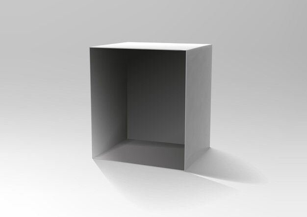 Białe otwarte realistyczne pudełko