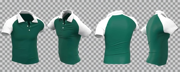 Bezpłatny wektor biało-zielona męska koszulka polo w innym widoku
