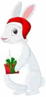 Bezpłatny wektor biały królik w świątecznej czapce