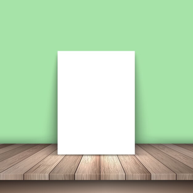 Biały papier na drewnianym stole