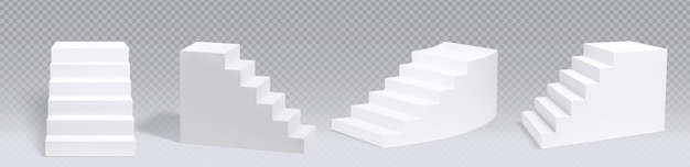 Bezpłatny wektor biały podium schodowe prostokątne i okrągłe