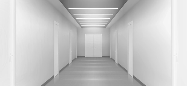 Biały pusty korytarz 3d biuro kliniki szpitalnej