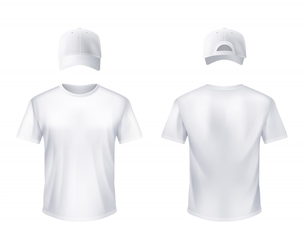 Biały T-shirt I Czapka Z Daszkiem Man Realistic