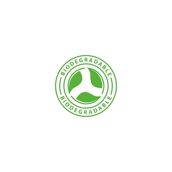 Biodegradowalny, etykieta produktu. szablon ikona logo wektor