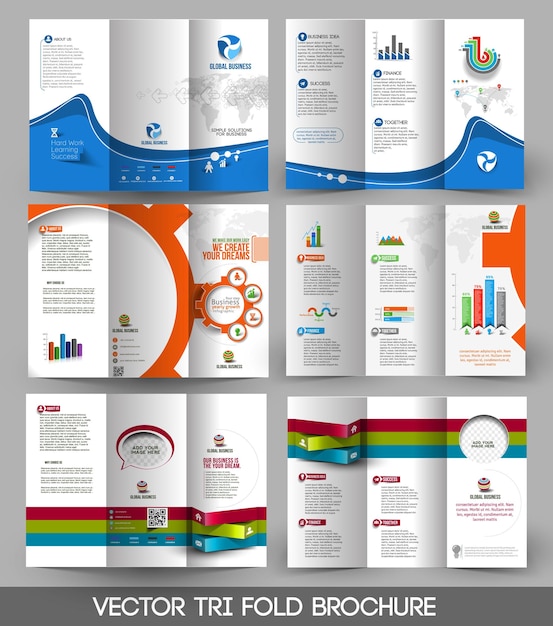 Bezpłatny wektor biznesowa infografika potrójna broszura szablon projektu