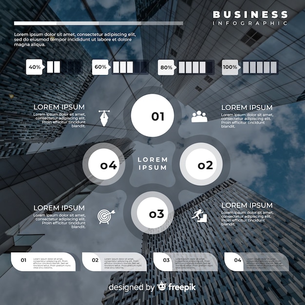 Bezpłatny wektor biznesowa infographic z fotografią