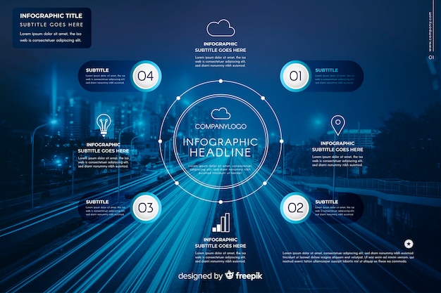 Biznesowy Infographic Płaski Projekt Z Fotografią