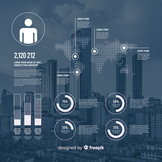 Biznesowy infographic szablon z fotografią