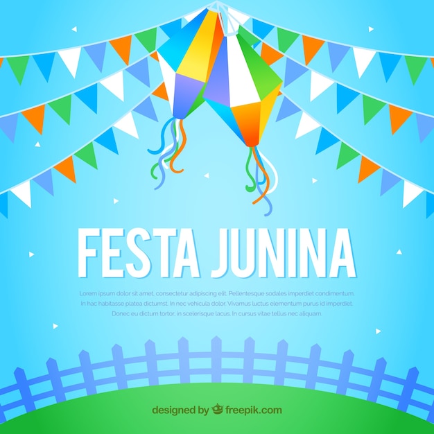 Błyszczące Niebieskie Tło Junina Festa